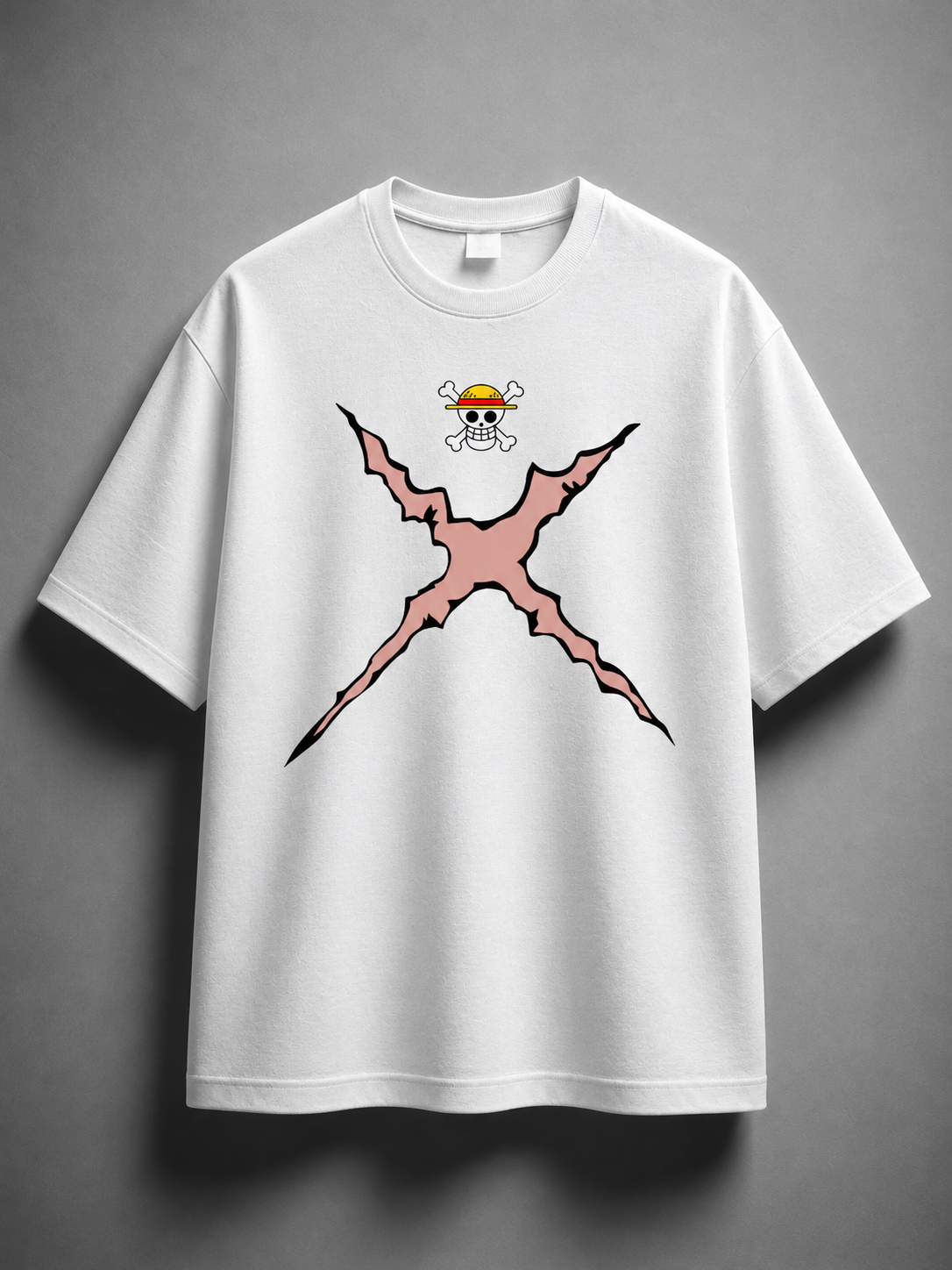 Sun God Luffy Oversized Anime T-Shirt (White) – Unisex