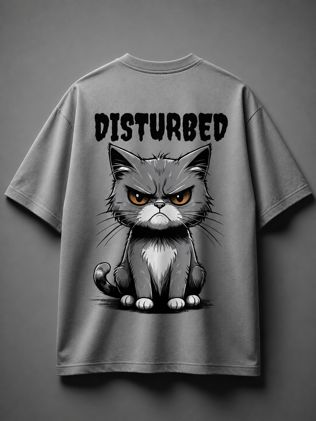 Disturbed Cat Oversized T-Shirt (Ash Grey) – Unisex