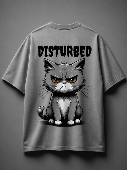 Disturbed Cat Oversized T-Shirt (Ash Grey) – Unisex