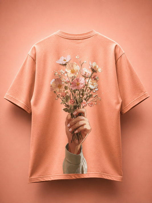 Bloom Oversized T-Shirt (Peach Blush) – Unisex