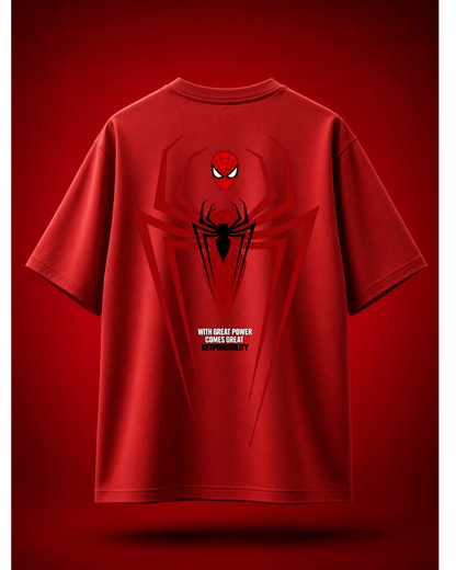 Spider-Man Oversized  T-Shirt (Fire Red) – Unisex