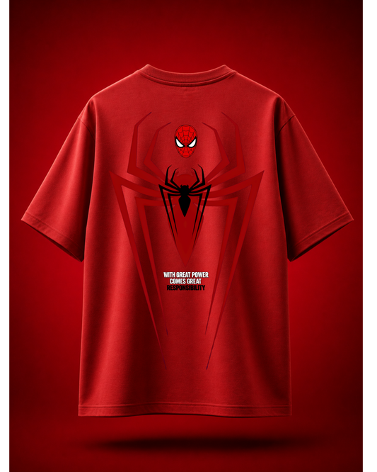 Spider-Man Oversized  T-Shirt (Fire Red) – Unisex