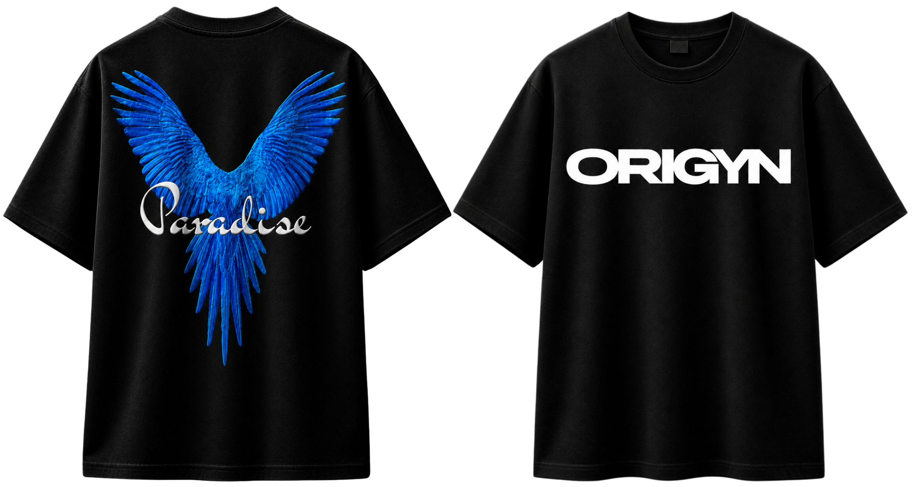 Paradise Wings Oversized T-Shirt (Black) – Unisex